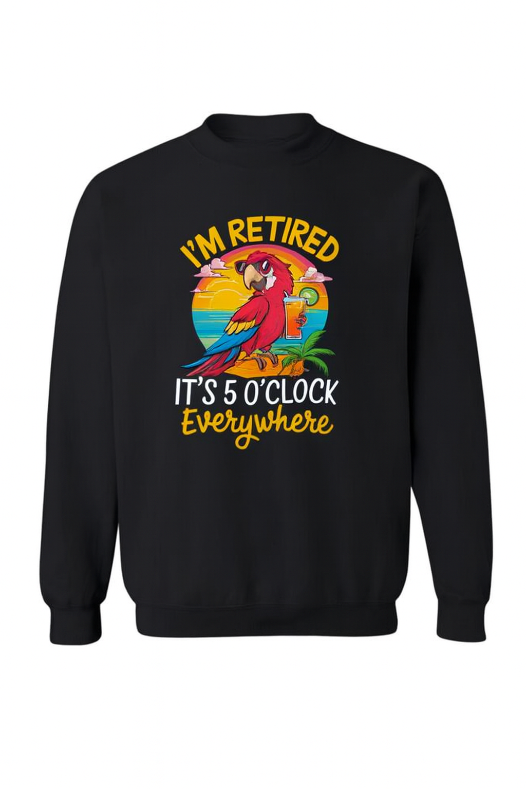 Beach Vacation Drinking Parrot It's 5 O'clock Somewhere Long Sleeve T-Shirt-tidenox