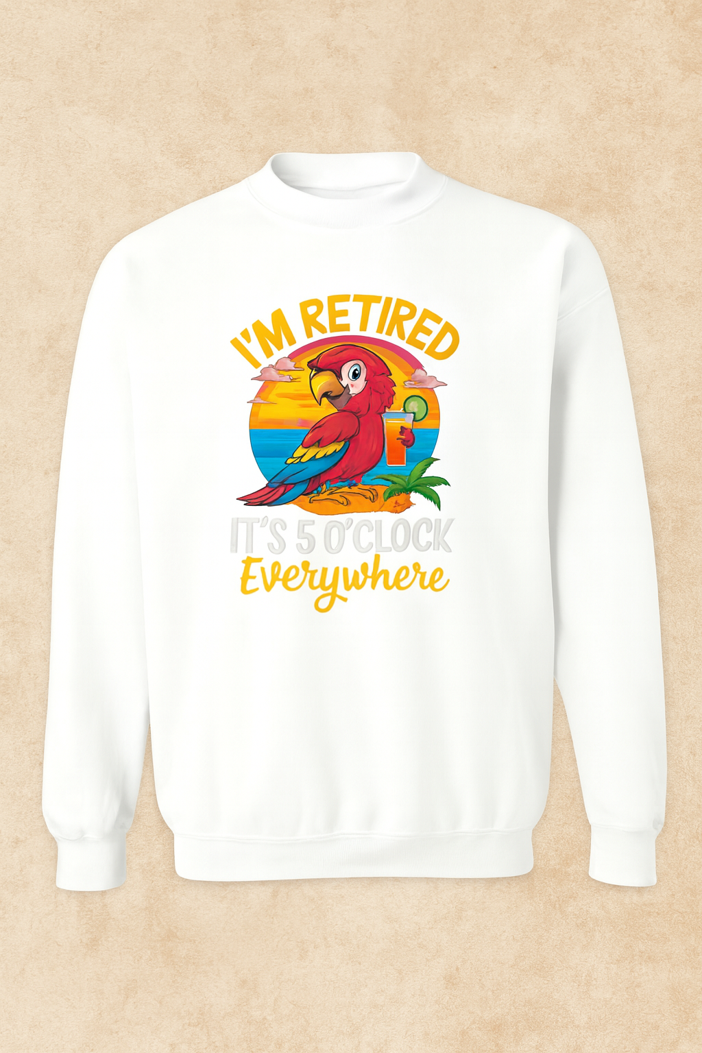 Beach Vacation Drinking Parrot It's 5 O'clock Somewhere Long Sleeve T-Shirt-tidenox