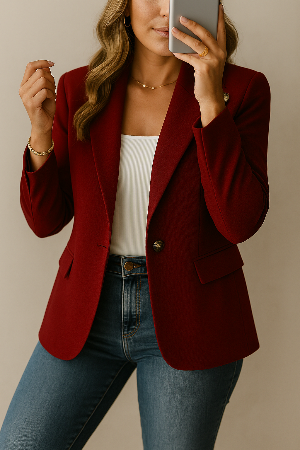 Tatiana - Elegant Blazer With Boutton And Pockets-tidenox