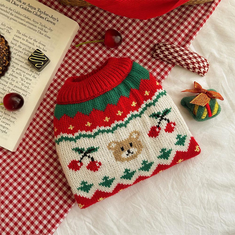Christmas Cherry Bear Pet Sweater | NCS-tidenox