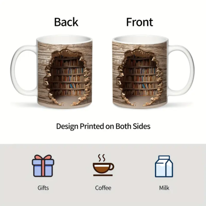 Magic Heat-Changing Library View Mug - Disappearing Bookshelf Coffee Cup-tidenox