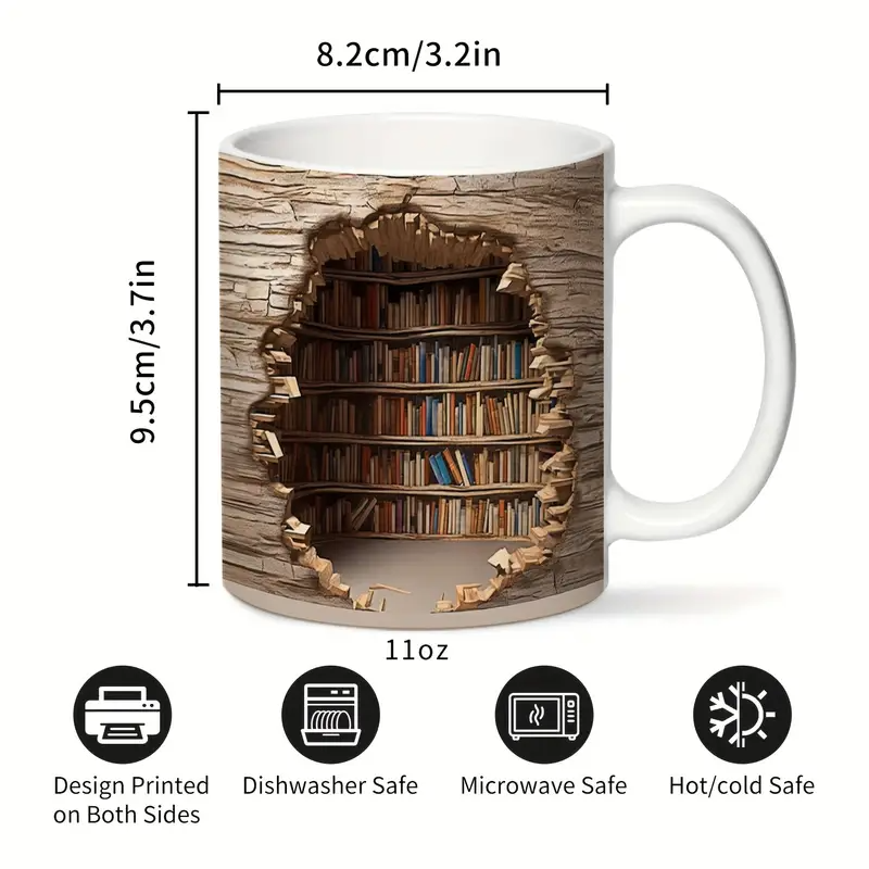 Magic Heat-Changing Library View Mug - Disappearing Bookshelf Coffee Cup-tidenox