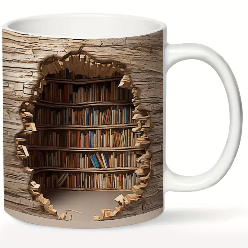 Magic Heat-Changing Library View Mug - Disappearing Bookshelf Coffee Cup-tidenox