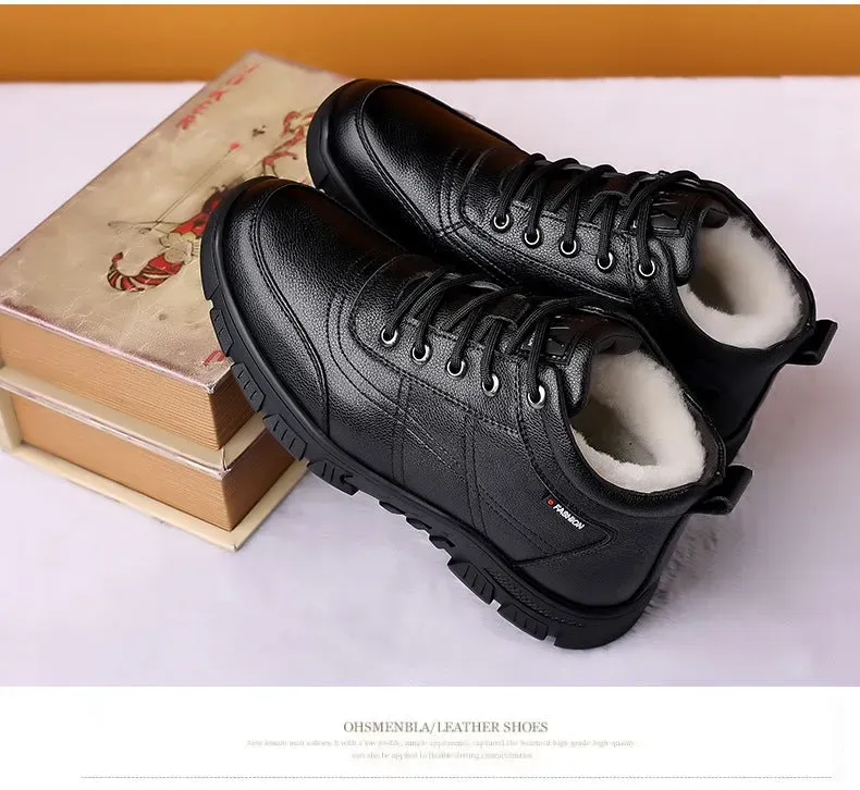 Ailongcity®Handcrafted Orthopedic Winter Leather Snow Boots for Men-tidenox