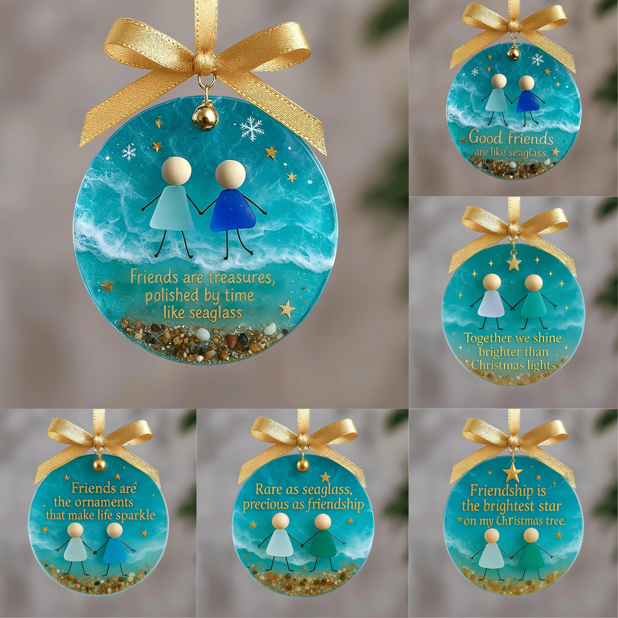 🥰Friendship Sea Glass Christmas Ornament-tidenox