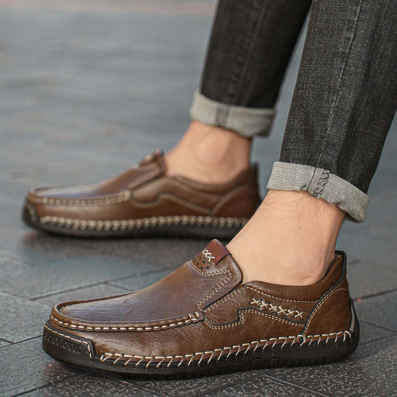 Last Day 60% OFF🔥⏱️Christmas Promotion⏱️🔥Men's genuine calfskin leather Slip-On Loafers-tidenox