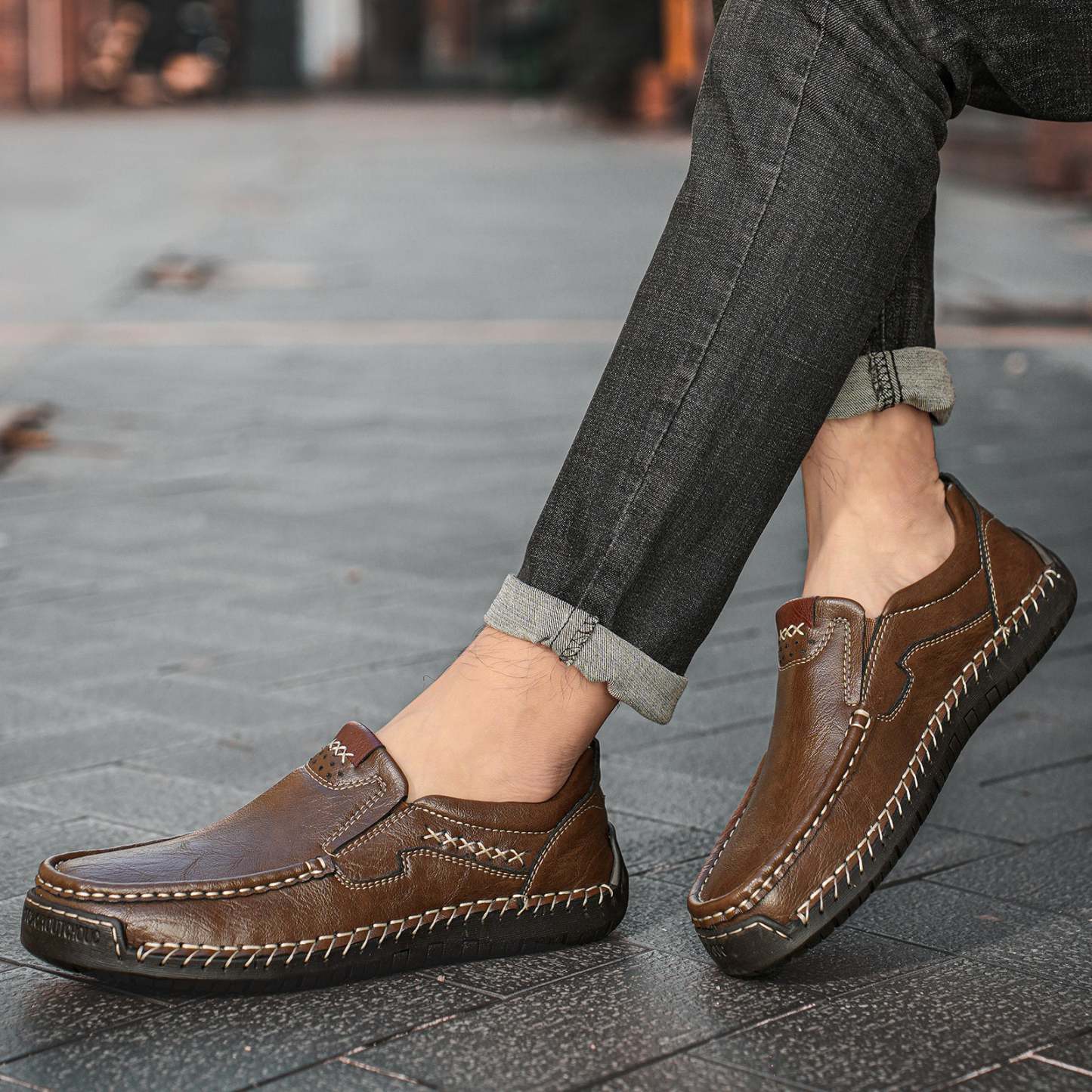 Last Day 60% OFF🔥⏱️Christmas Promotion⏱️🔥Men's genuine calfskin leather Slip-On Loafers-tidenox