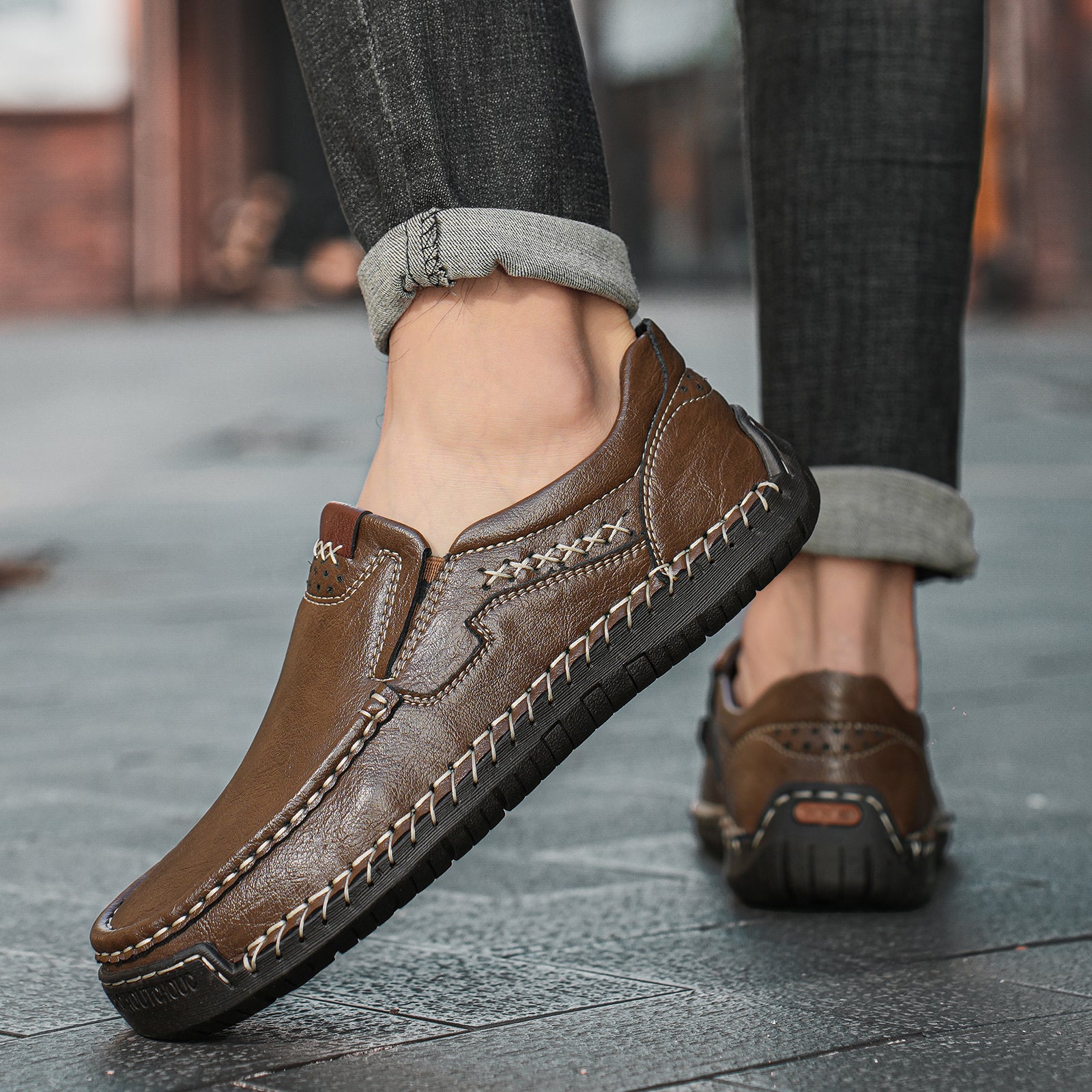 Last Day 60% OFF🔥⏱️Christmas Promotion⏱️🔥Men's genuine calfskin leather Slip-On Loafers-tidenox