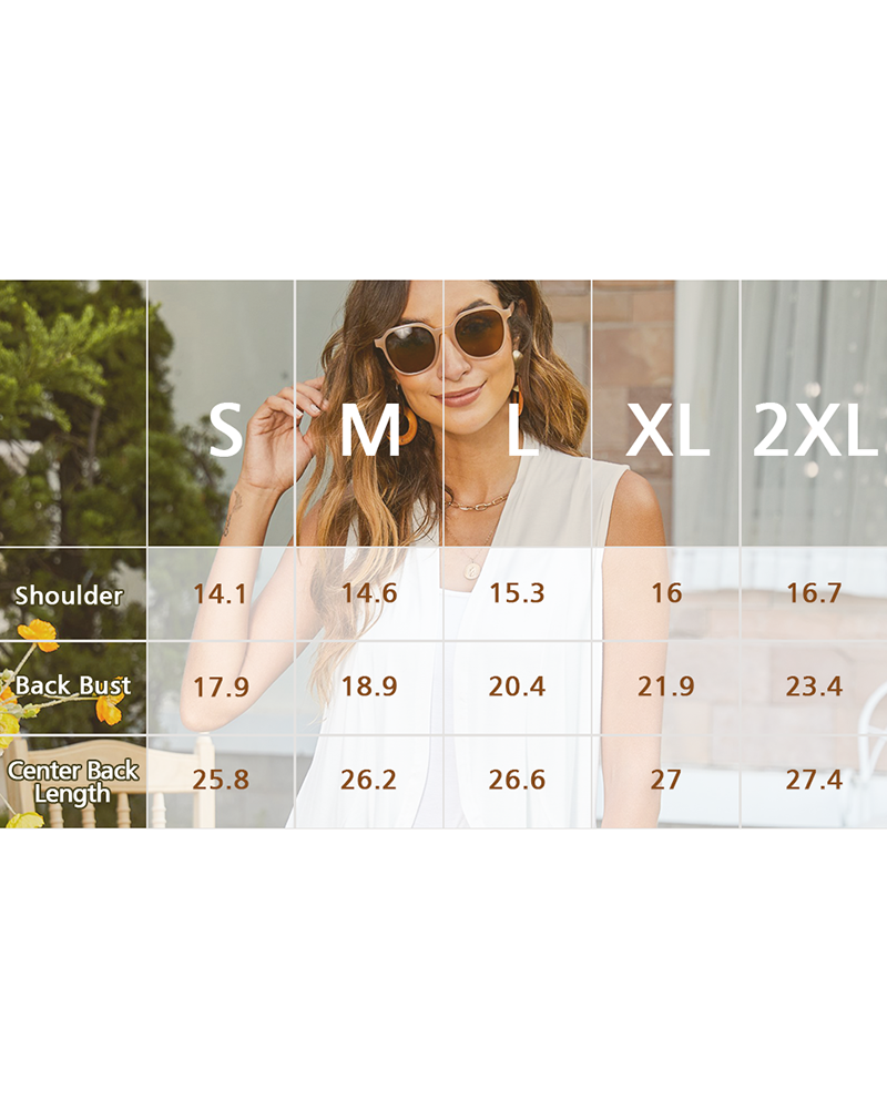 Women's Sleeveless Draped Open Front Cardigan Ruffles Hem Vest - Zeagoo (Us Only)-tidenox