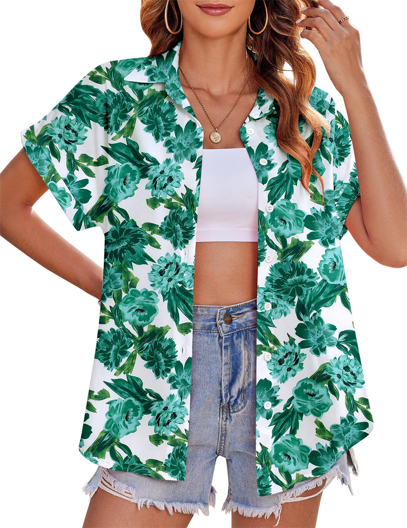 Zeagoo Casual Short Sleeve Floral Print Blouse-tidenox