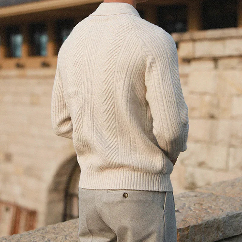 Warm Refined Men's Polo Sweater - Relaxed Cut, Knit, Winter-tidenox