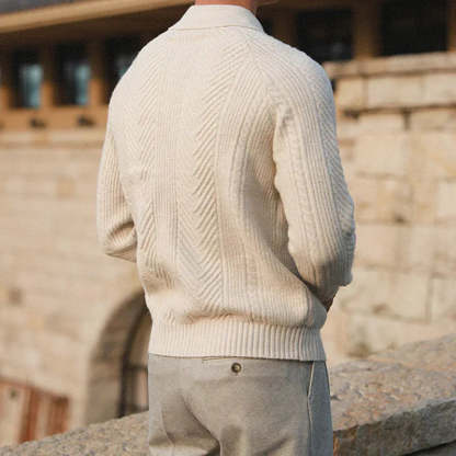 Warm Refined Men's Polo Sweater - Relaxed Cut, Knit, Winter-tidenox