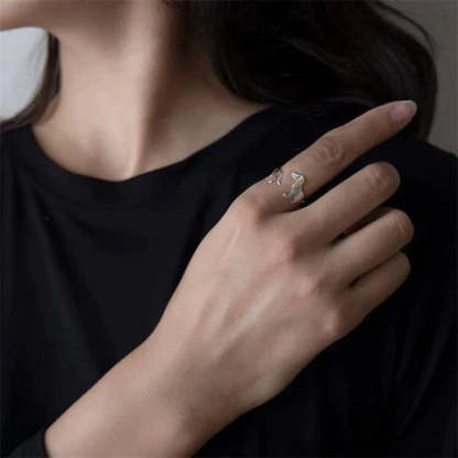 Charming Adjustable Silver Dachshund Ring – Full of Personality-tidenox