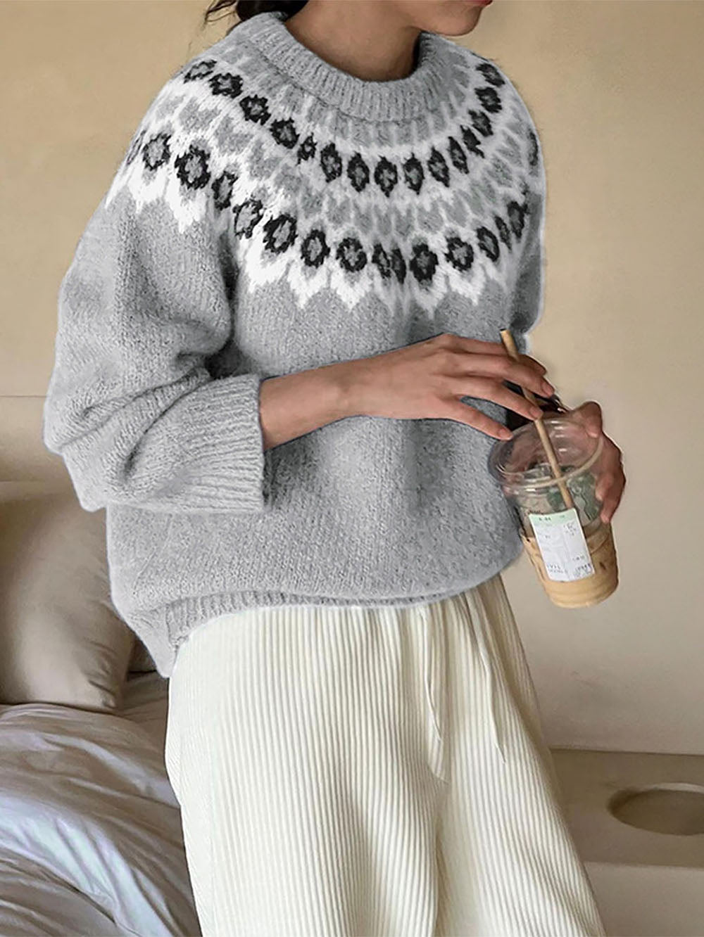 Fair Isle Casual Versatile Knit Sweater | NCS-tidenox
