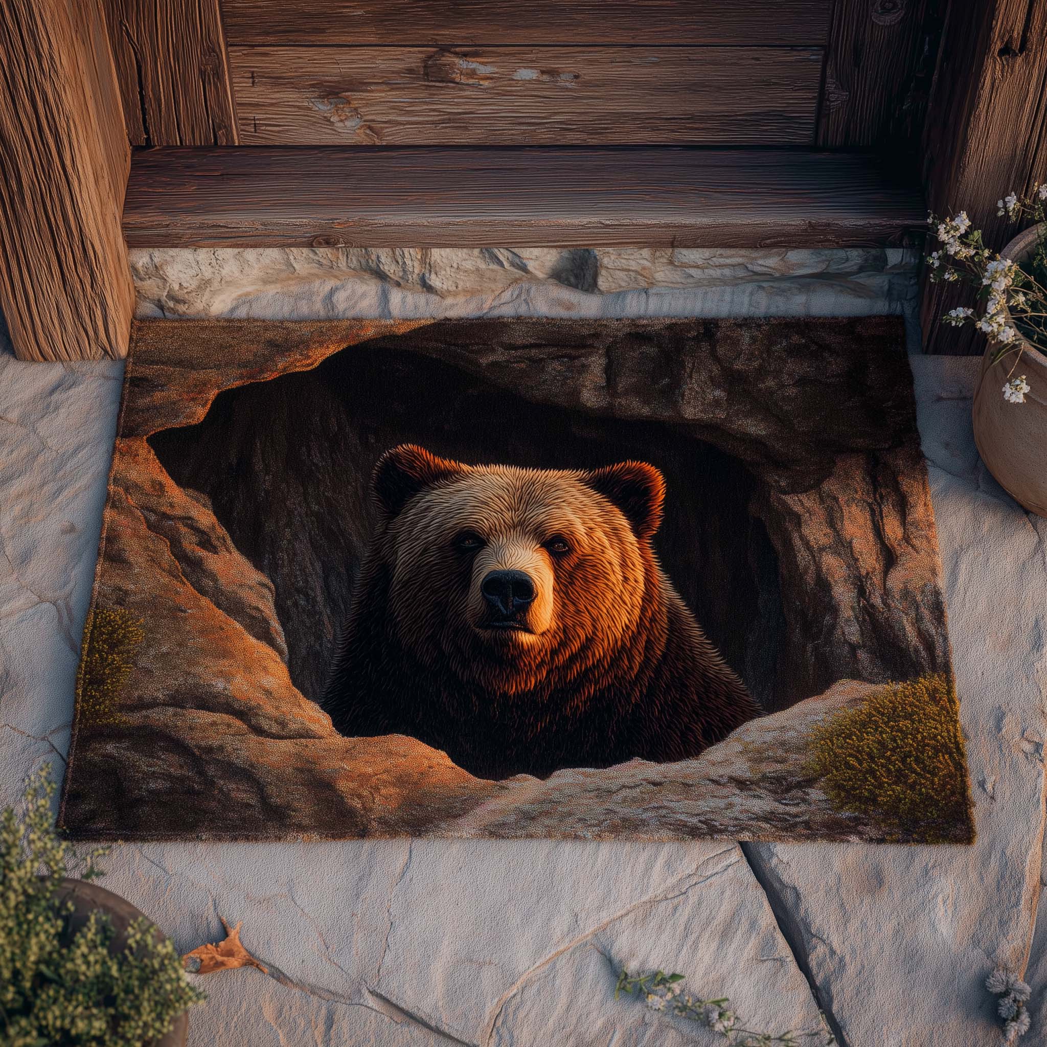 Mountain Cavern Bear Doormat GFTOHD11560-tidenox