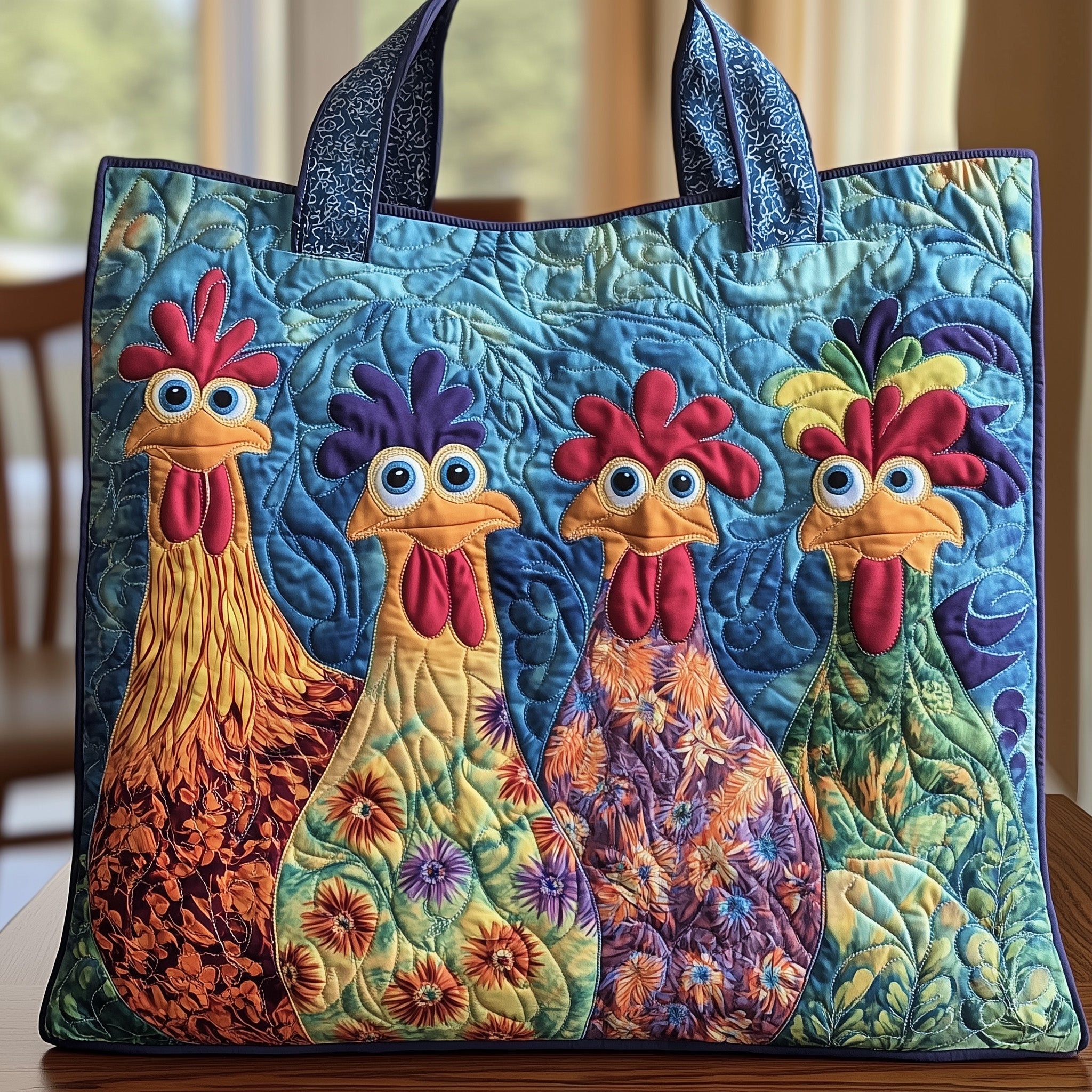 Funky Chicken Quilted Tote Bag GFTOHD7926-tidenox