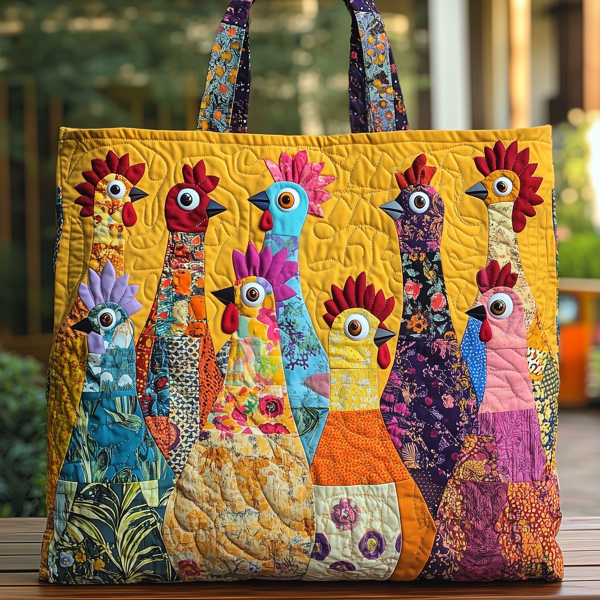 Funky Chicken Quilted Tote Bag GFTOHD7928-tidenox