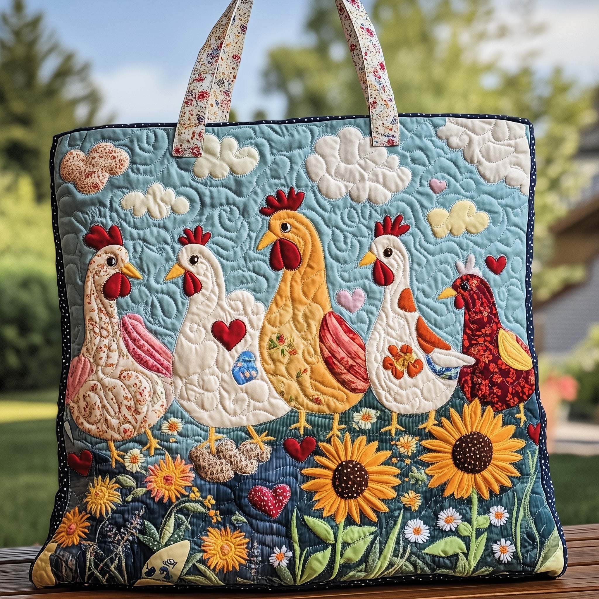 Funky Chicken Quilted Tote Bag GFTOHD7930-tidenox