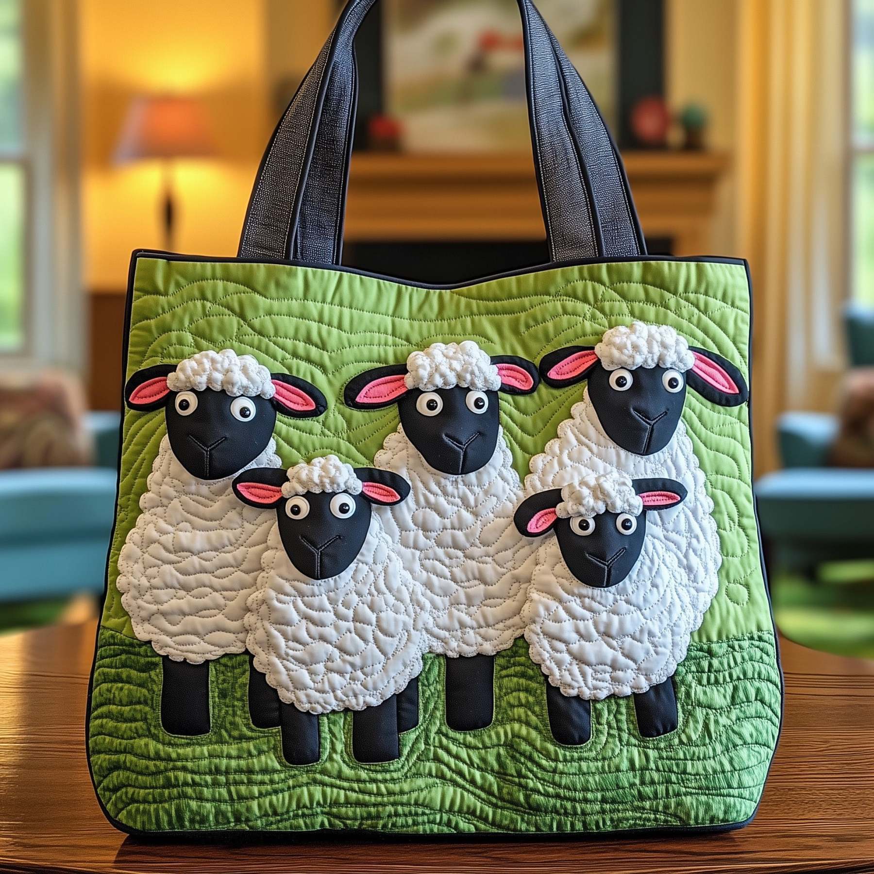 Sheep Heaven Quilted Tote Bag-tidenox
