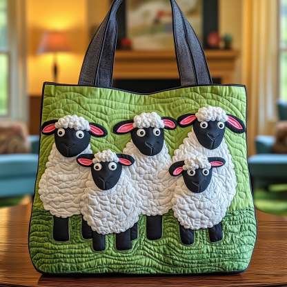Sheep Heaven Quilted Tote Bag-tidenox