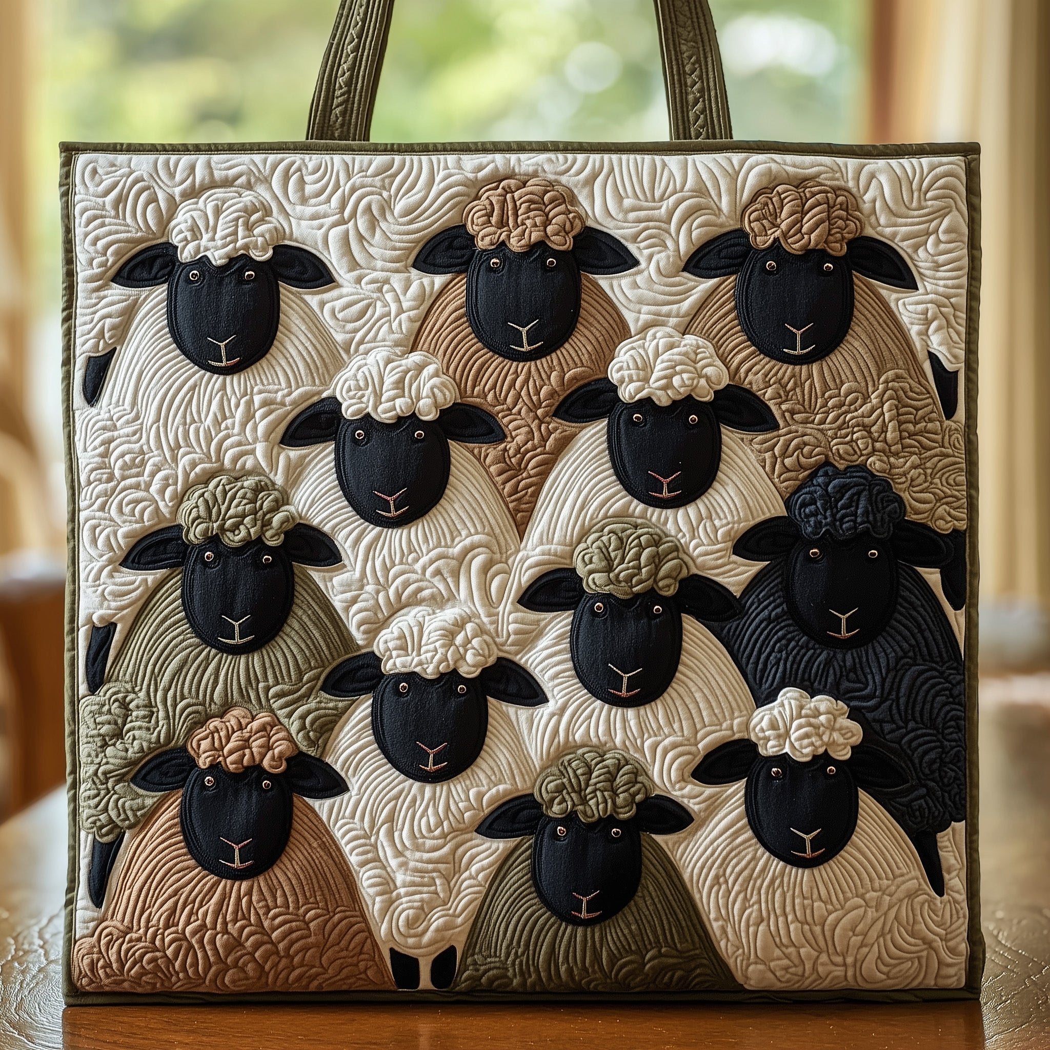 Sheep Heaven Quilted Tote Bag-tidenox