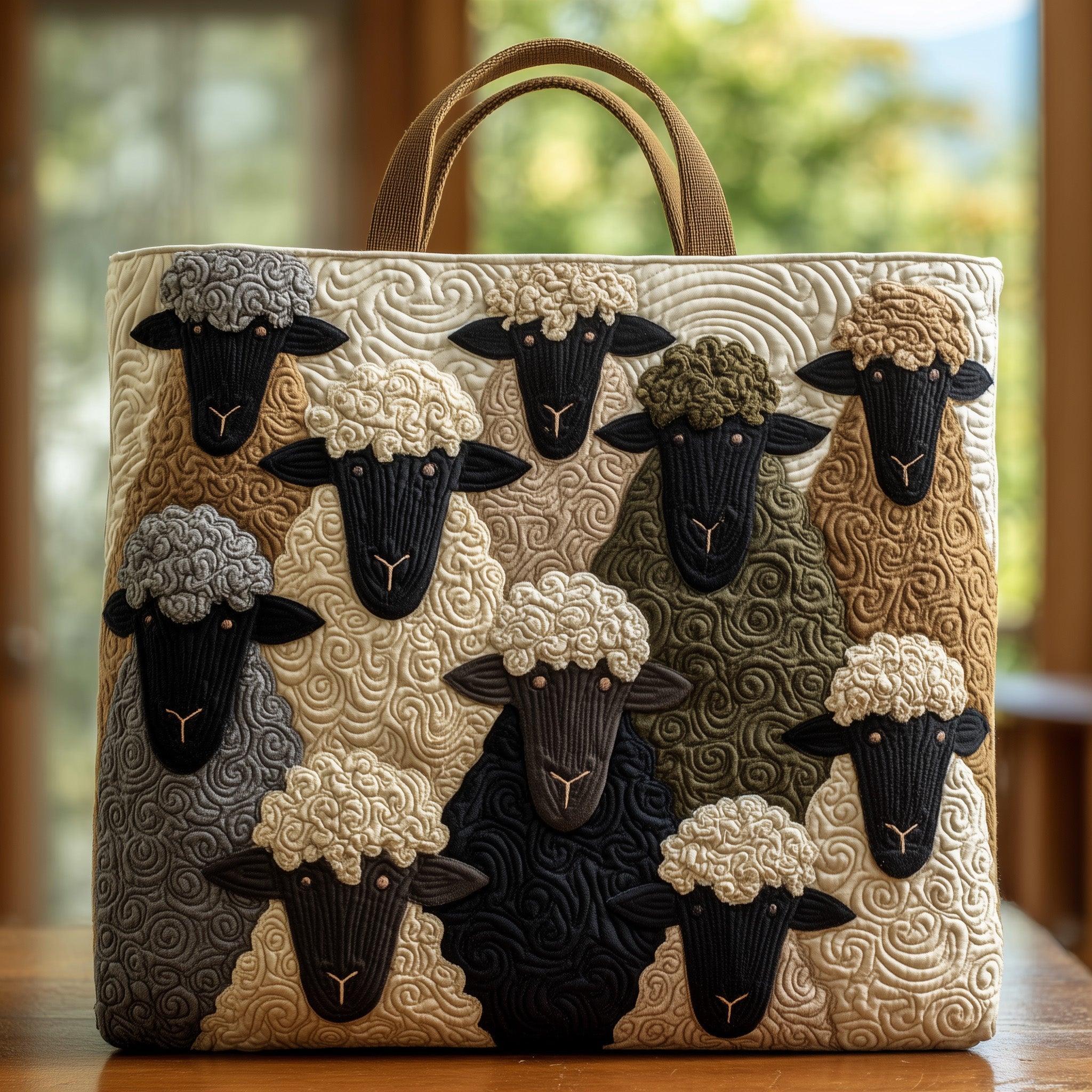 Sheep Heaven Quilted Tote Bag-tidenox