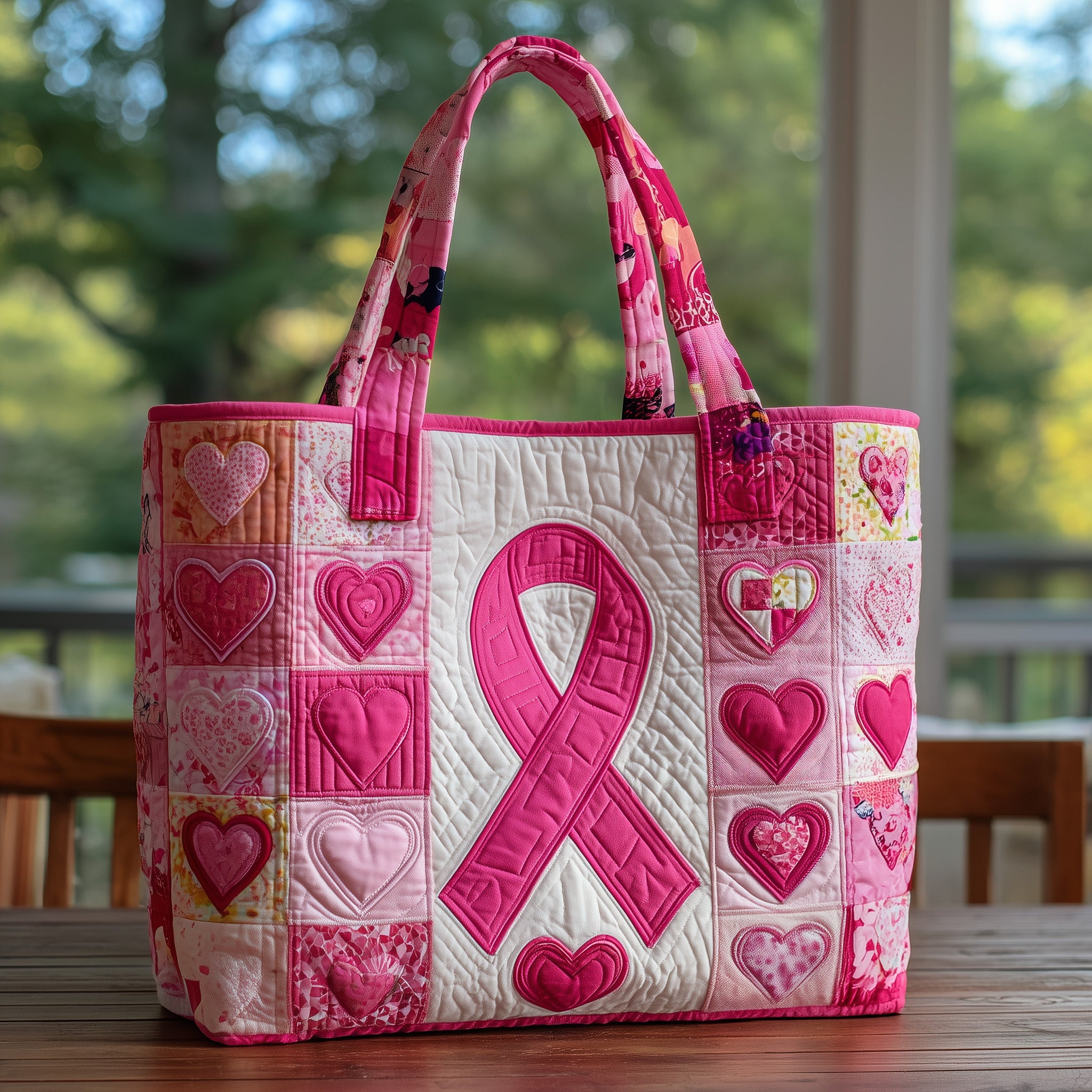 Breast Cancer Quilted Tote Bag GFTOHD8515-tidenox