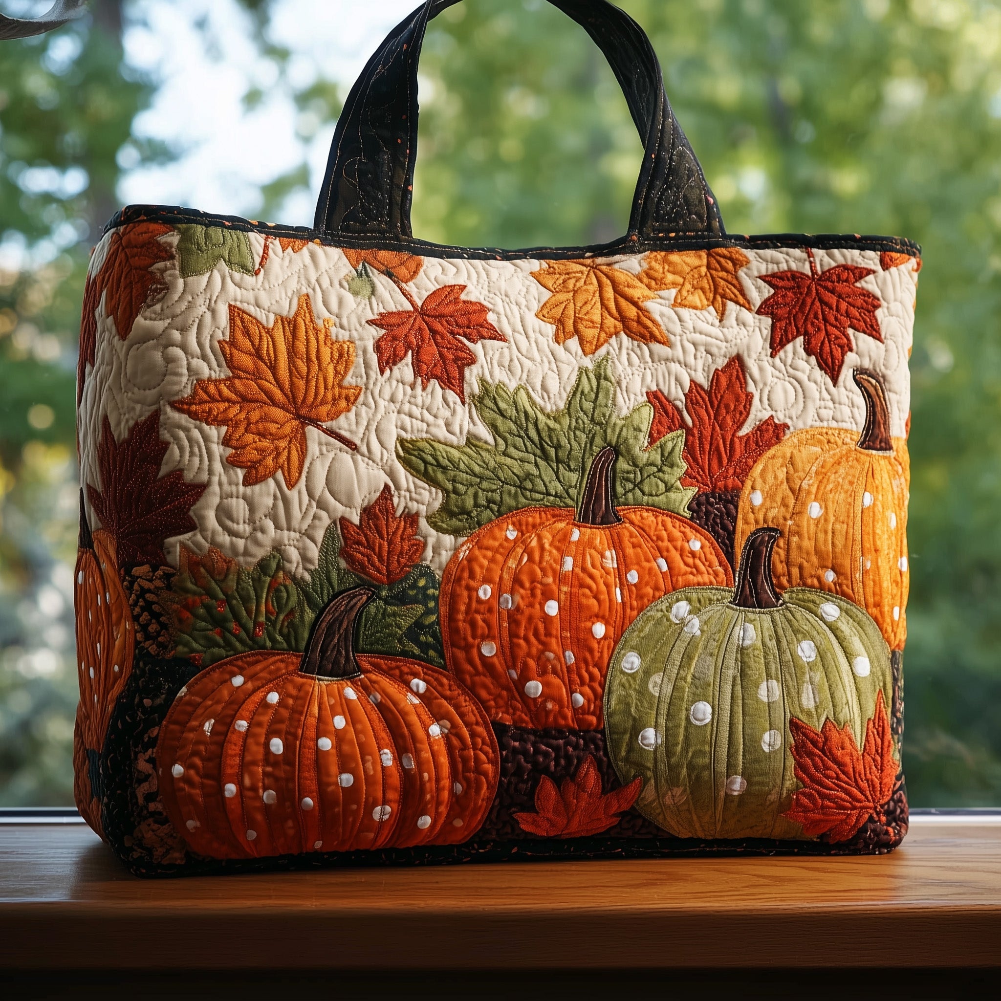 Autumn Pumpkin Quilted Tote Bag GFTOHD8776-tidenox