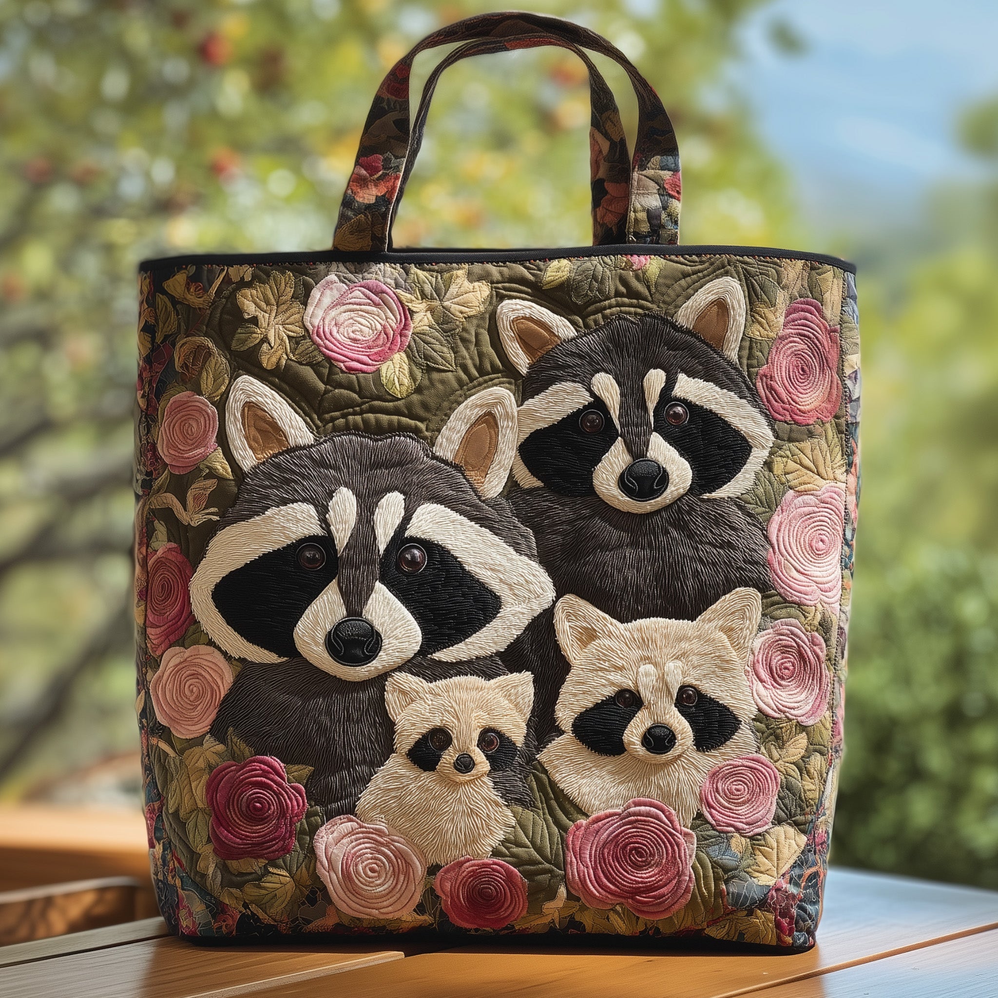 Raccoons Quilted Tote Bag GFTOHD9268-tidenox