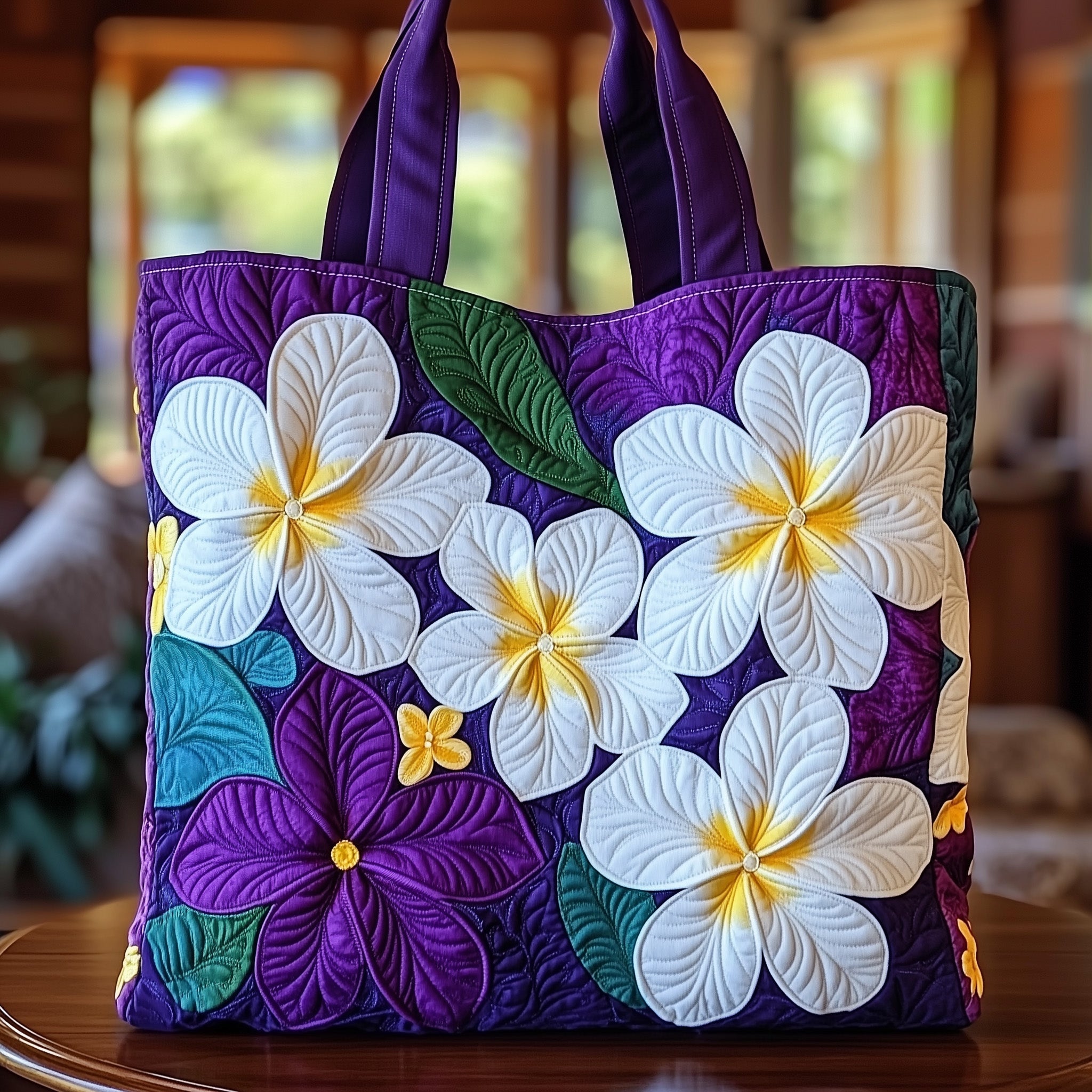 Plumeria Blossom Quilted Tote Bag GFTOMA1390-tidenox