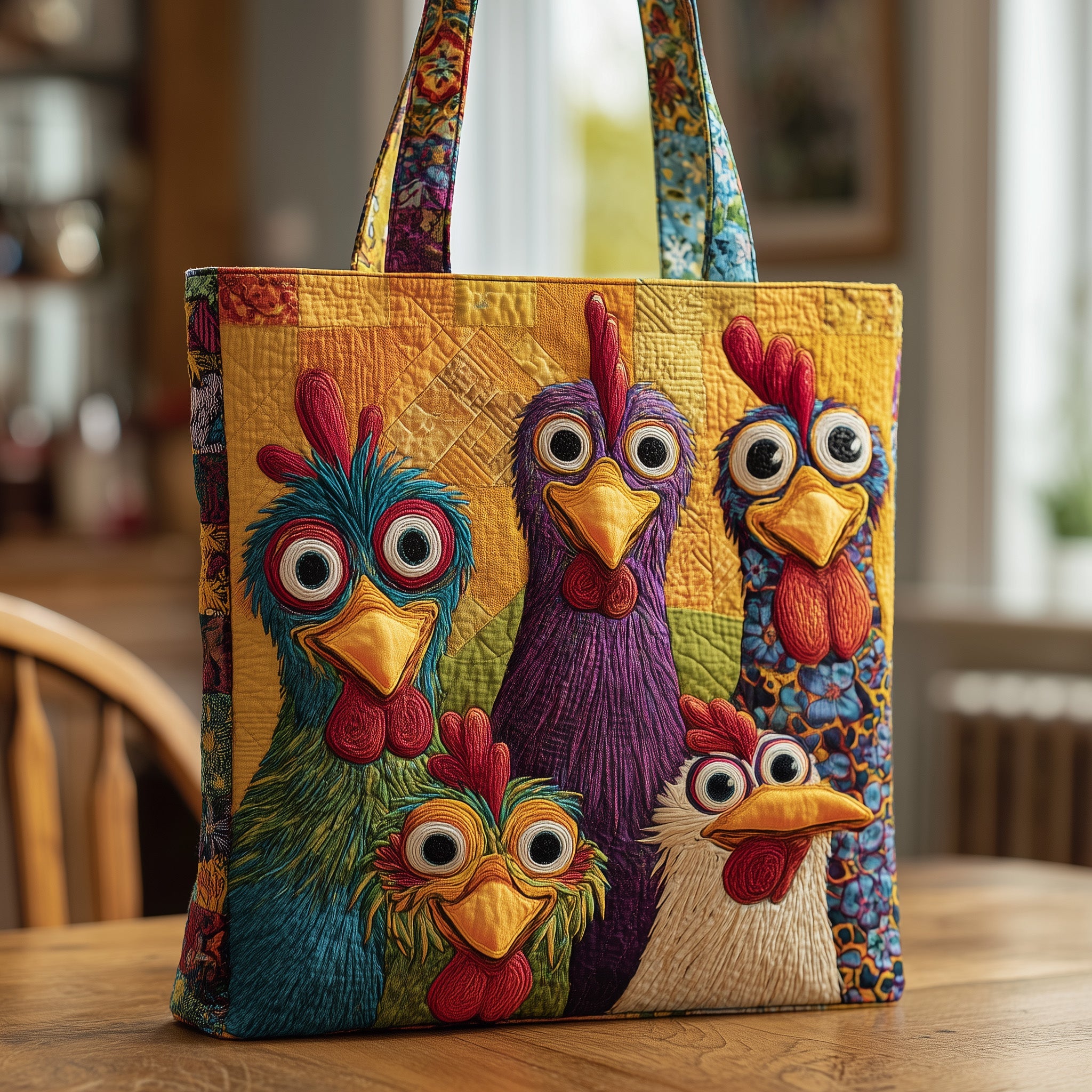 Funky Chicken Quilted Tote Bag GFTOMA1912-tidenox