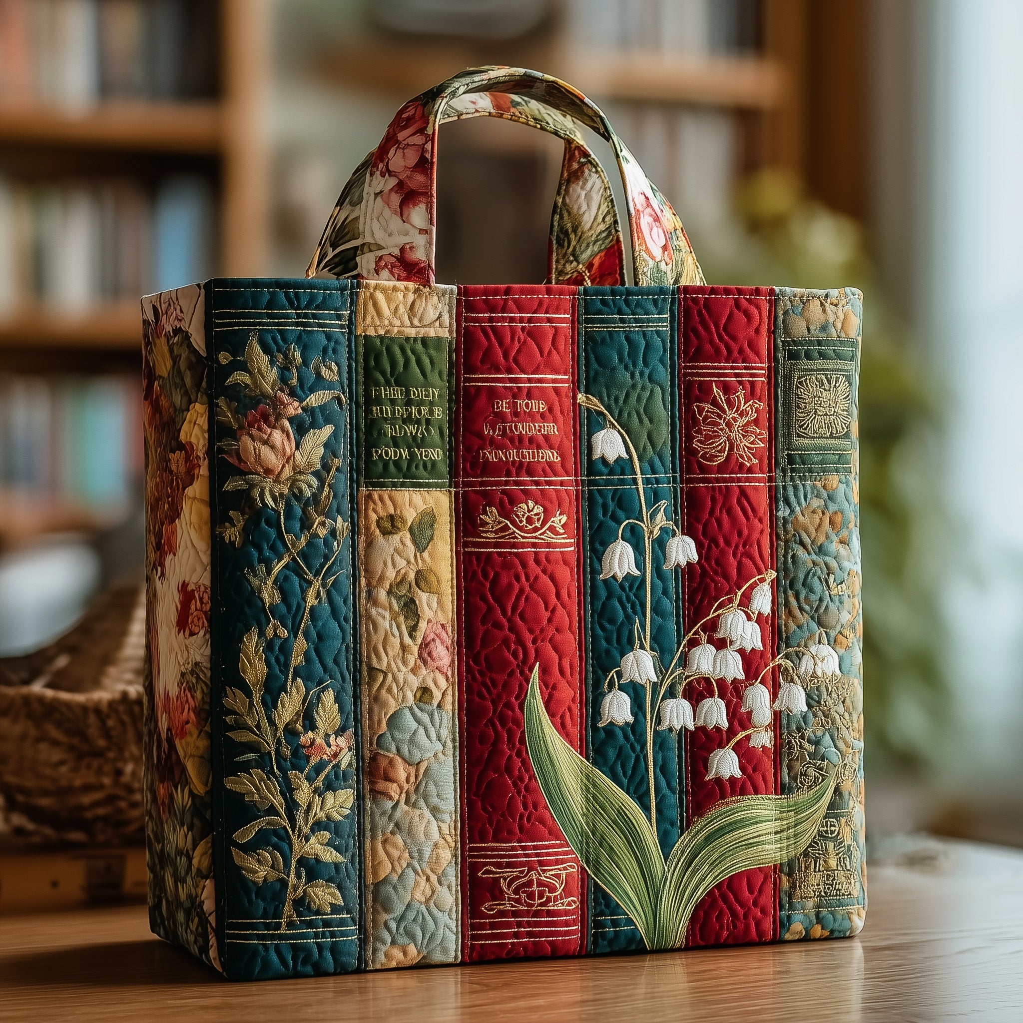 Bookish Quilted Tote Bag-tidenox