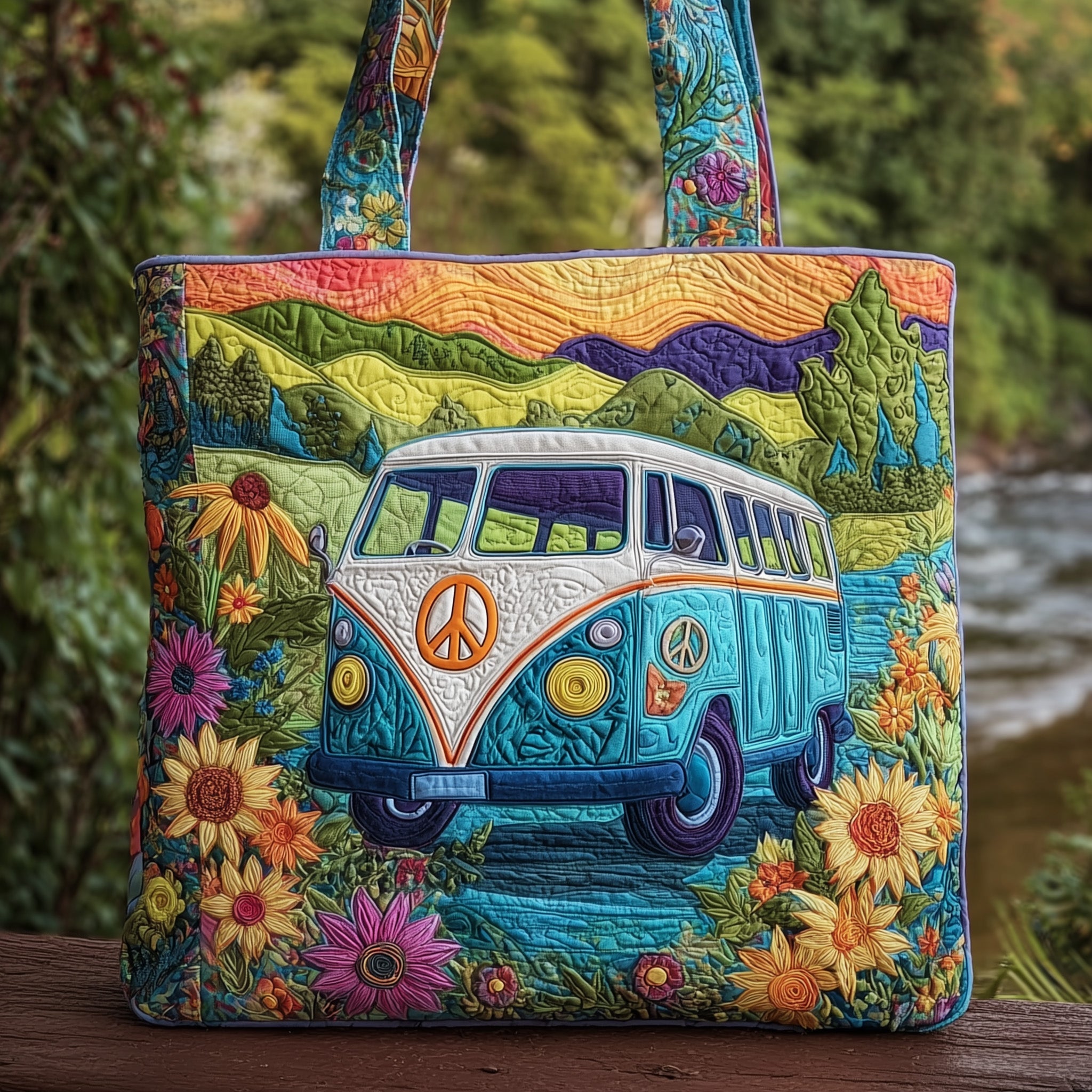Hippie Van Quilted Tote Bag GFTOMA2615-tidenox