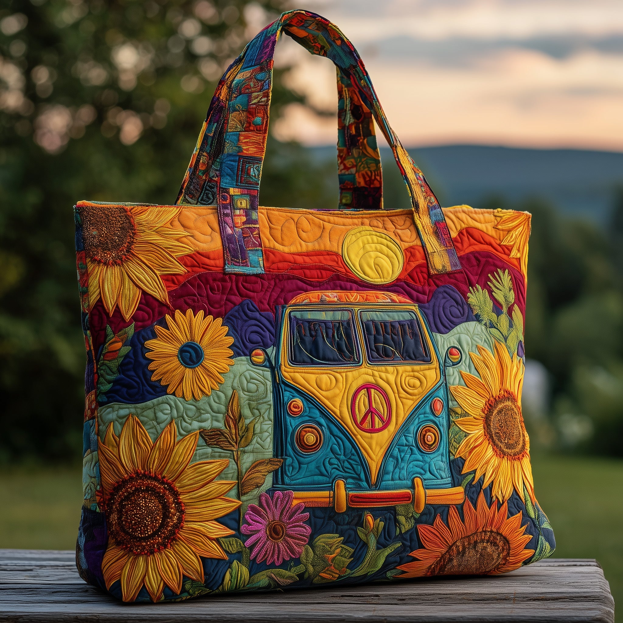Hippie Van Quilted Tote Bag GFTOMA2618-tidenox