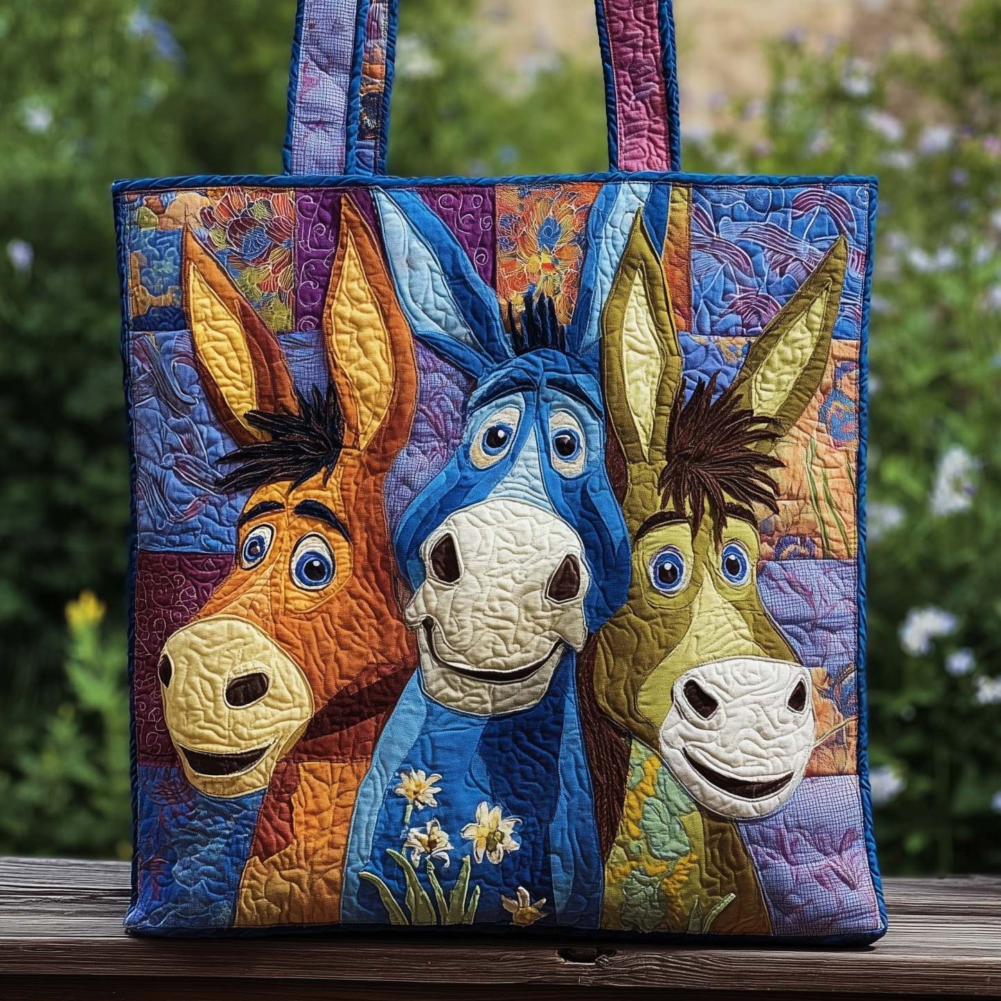 Whimsical Donkeys Quilted Tote Bag GFTOMA2631