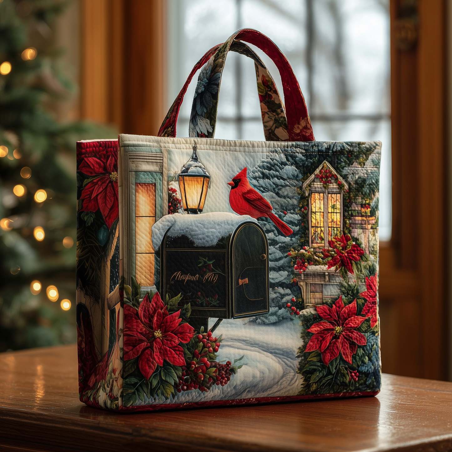 Cardinal Snow Quilted Tote Bag GFTOMA4537-tidenox