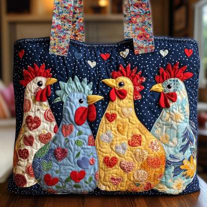 Funky Chicken Quilted Tote Bag-tidenox