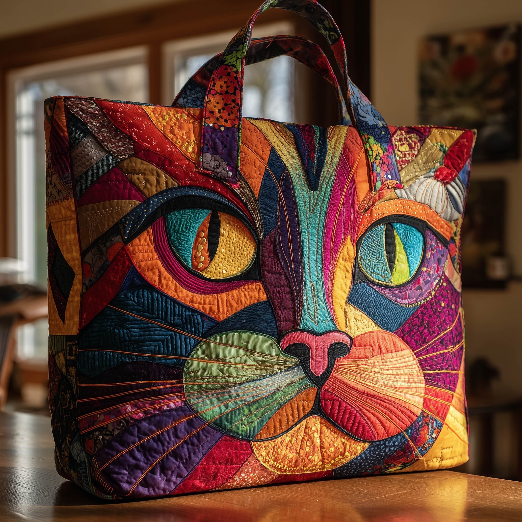 Cat Face Quilted Tote Bag GFTONL5023-tidenox