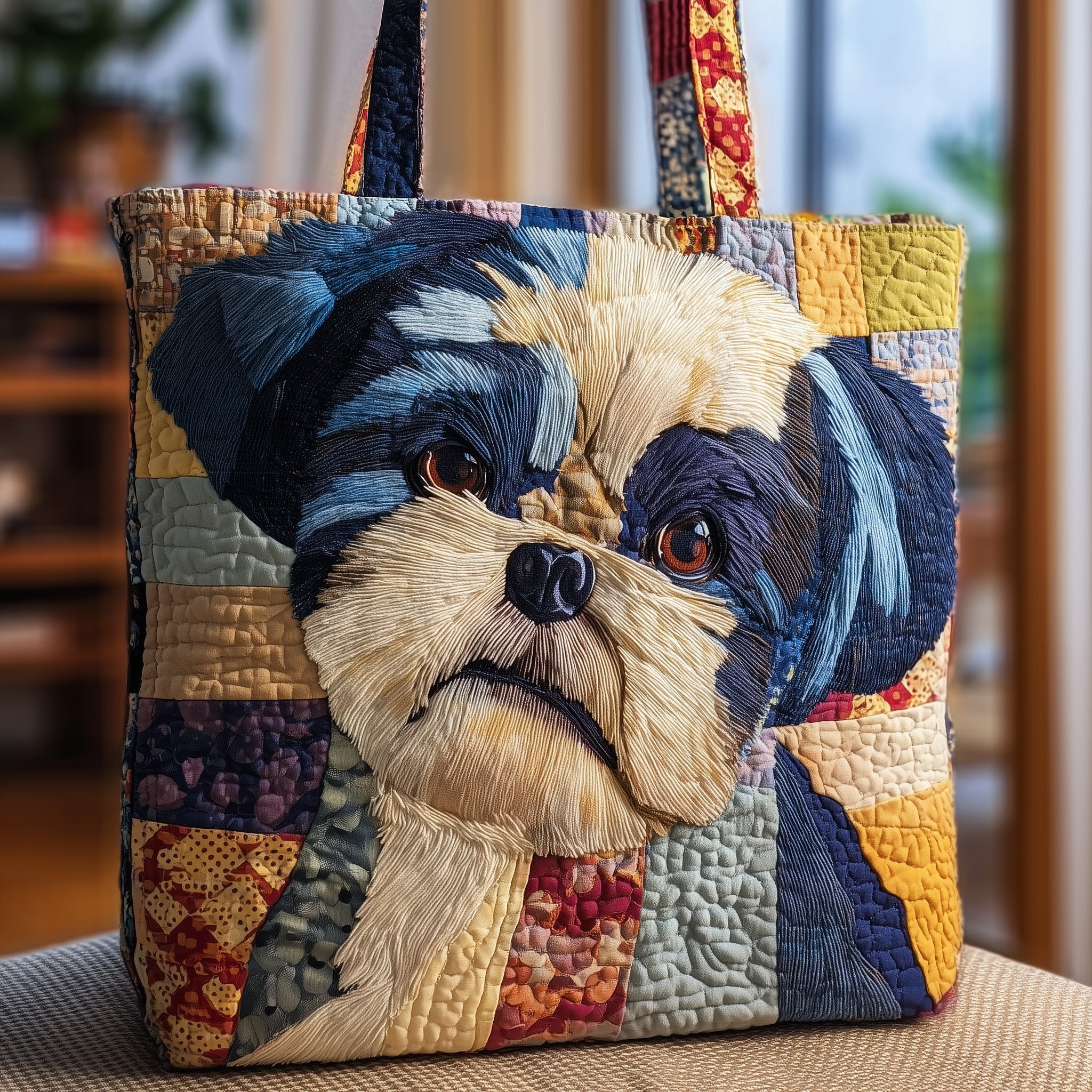 Adorable Shih Tzu Quilted Tote Bag GFTONT2581-tidenox