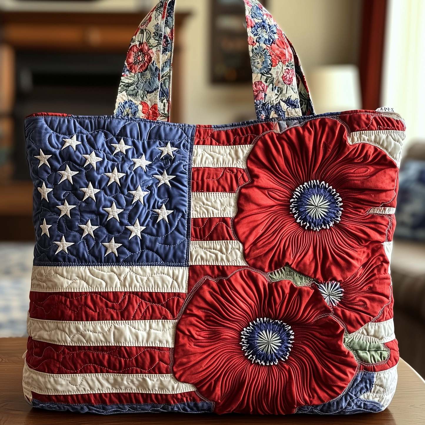Patriot Poppy Quilted Tote Bag GFTONT857