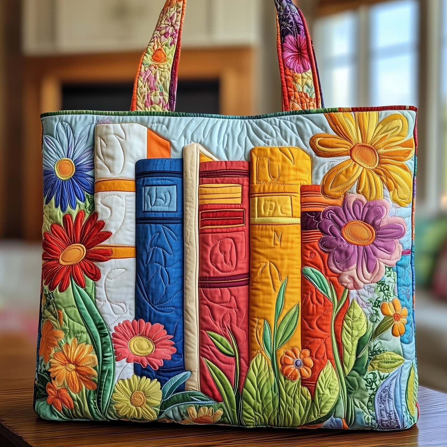 Floral Library Quilted Tote Bag GFTONT915-tidenox