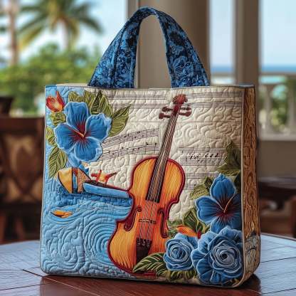 Elegant Violin Quilted Tote Bag GFTOTL3812-tidenox