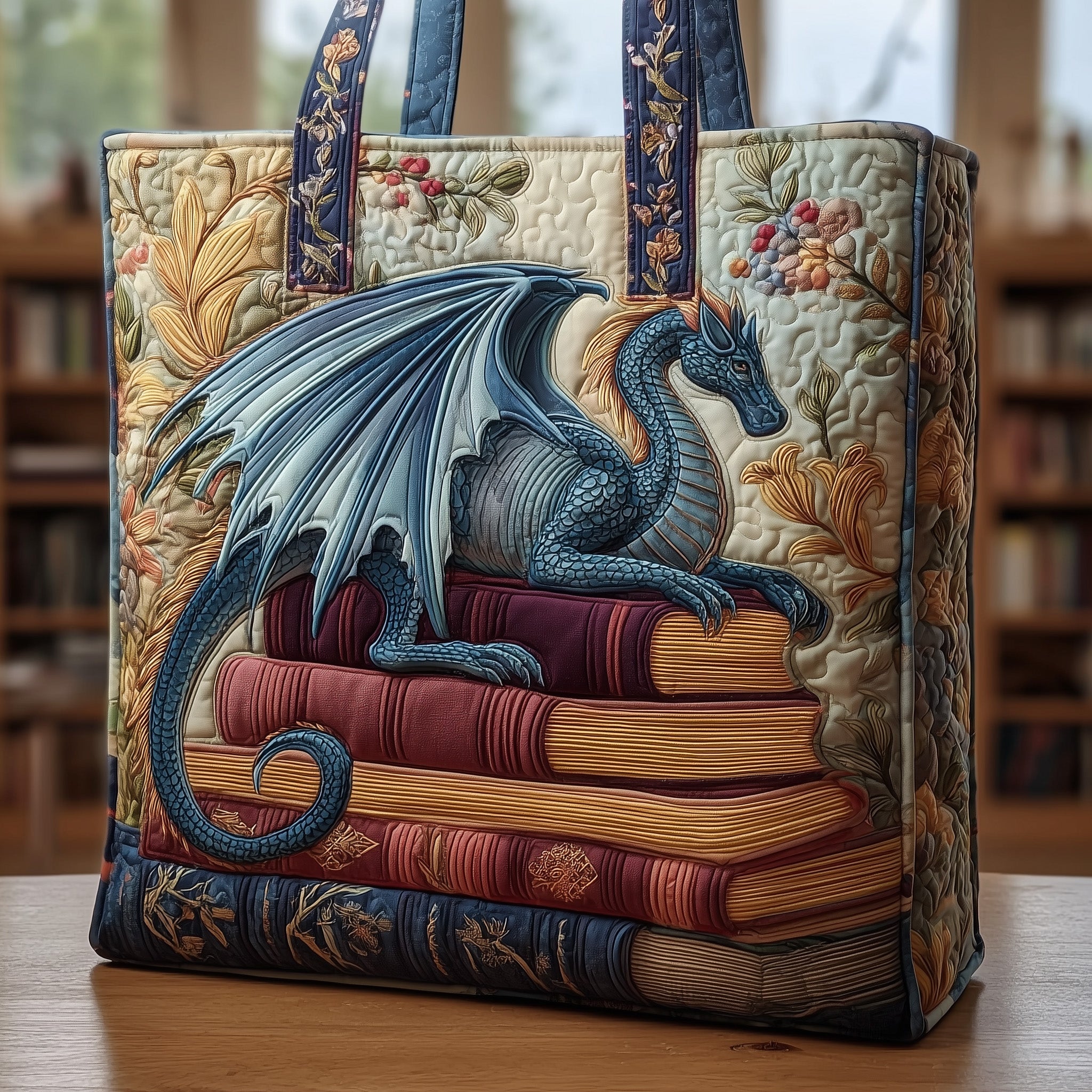 Bookish Quilted Tote Bag-tidenox