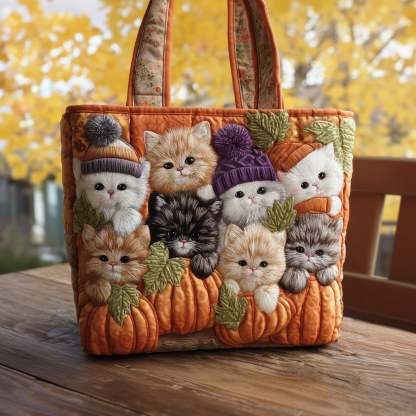 Purrfectly Autumn Quilted Tote Bag GFTOTP10372-tidenox