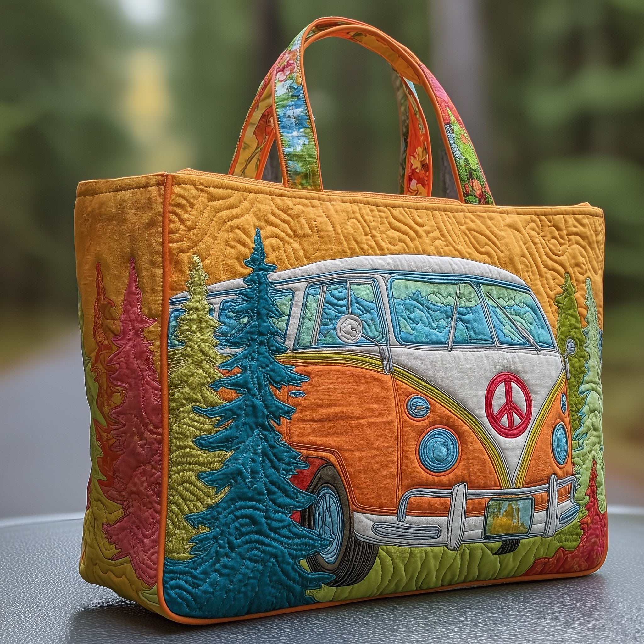 Hippie Van Quilted Tote Bag GFTOTP10755-tidenox