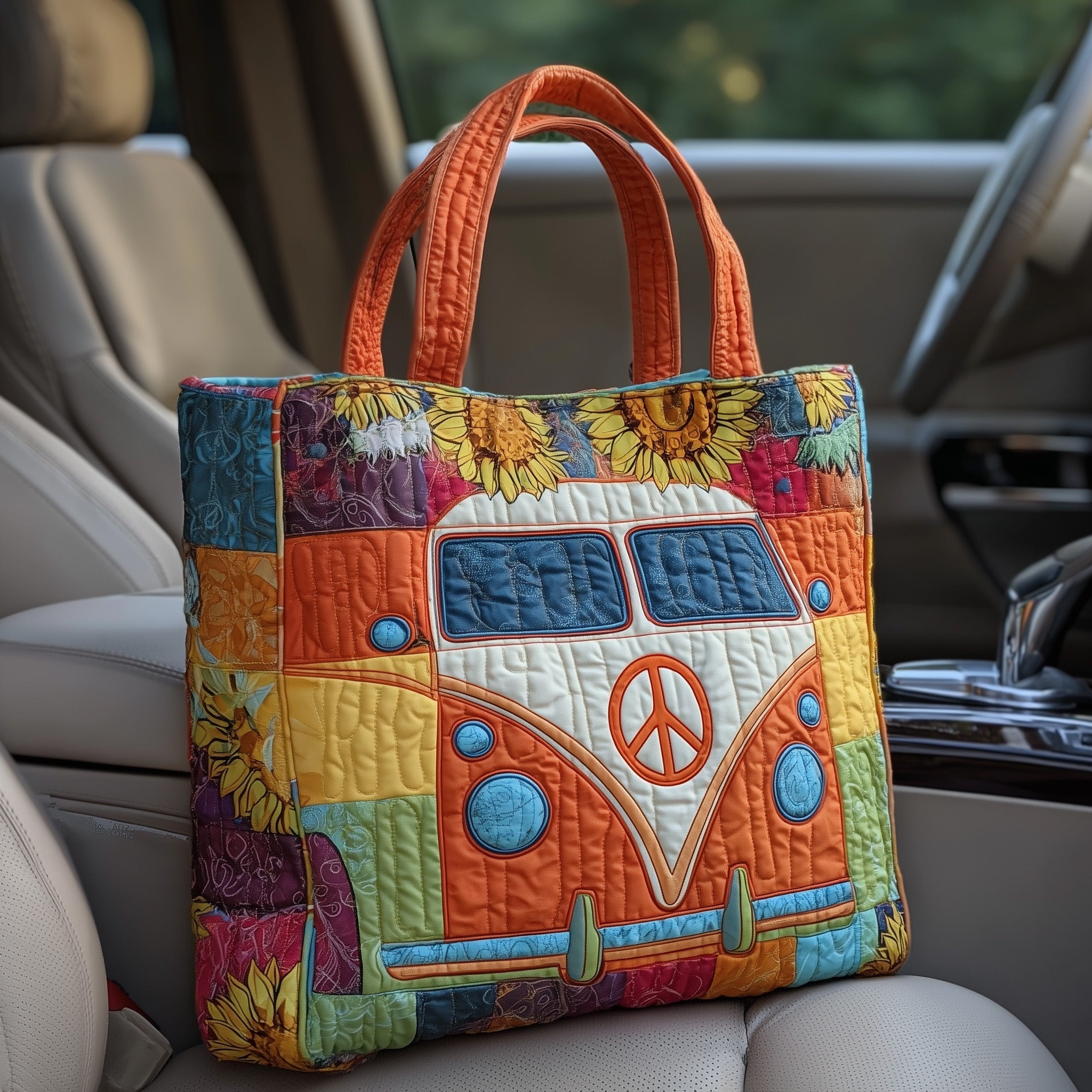 Hippie Van Quilted Tote Bag GFTOTP10974-tidenox