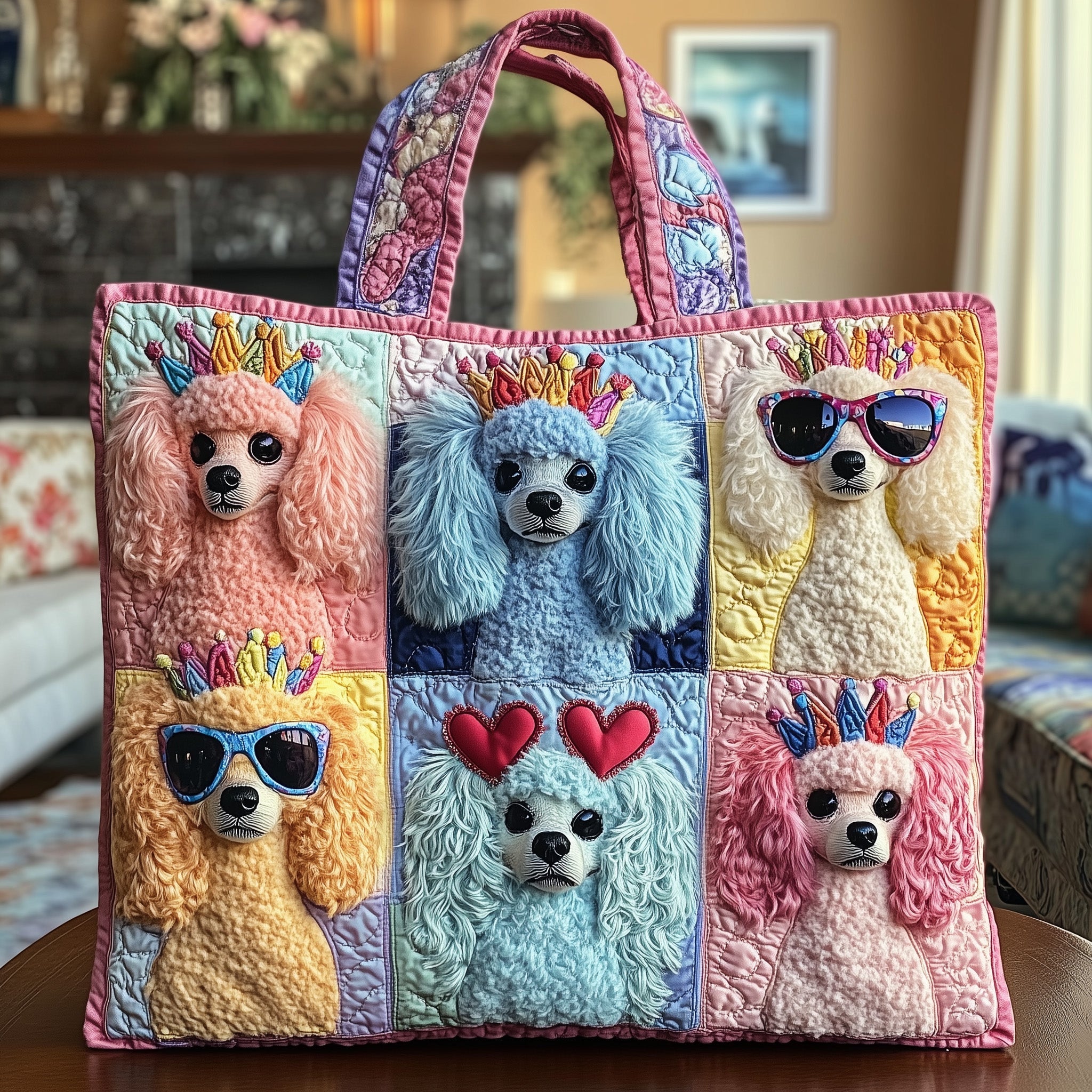Poodle Quilted Tote Bag GFTOTP8756-tidenox