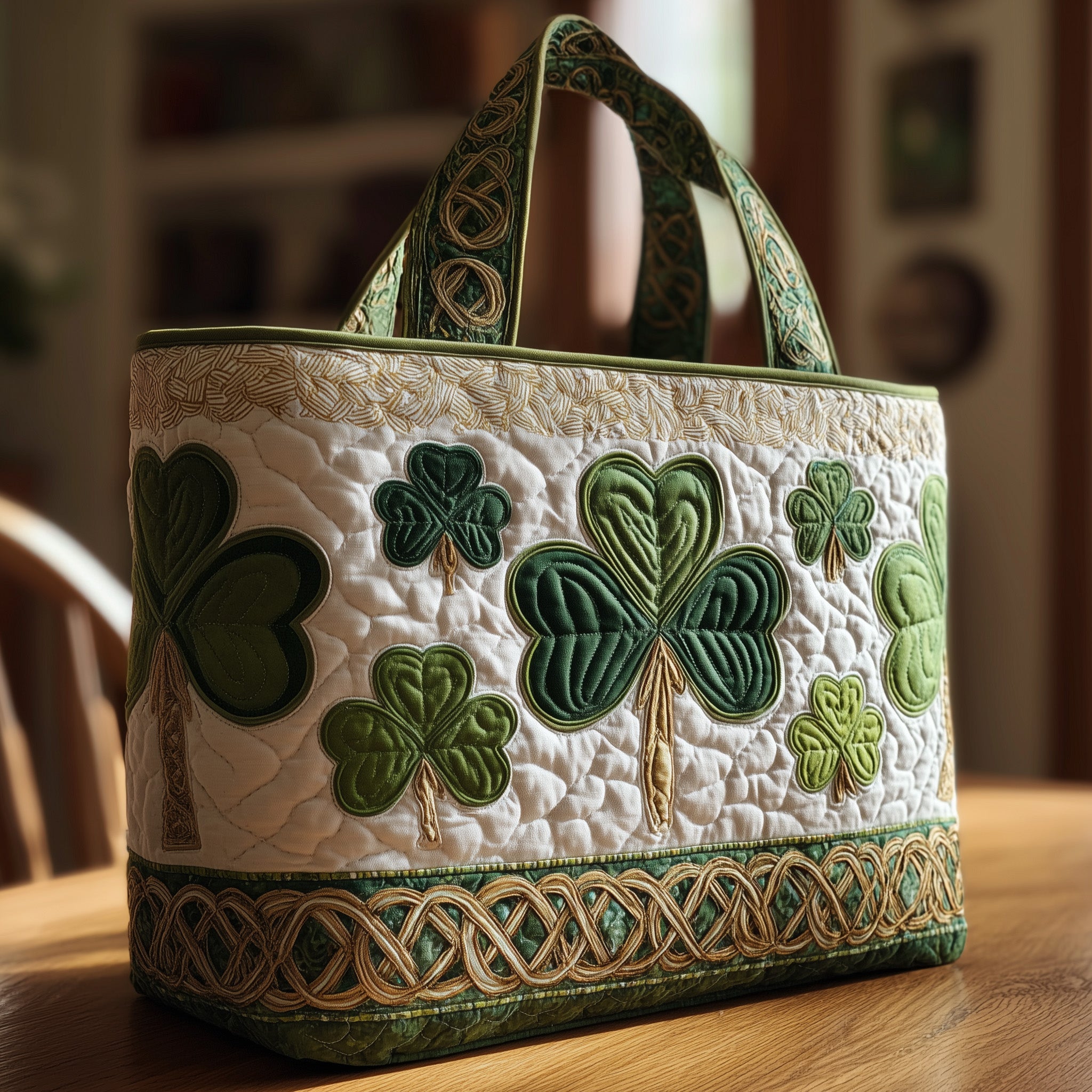 Irish Shamrock Quilted Tote Bag GFTOTP9058-tidenox