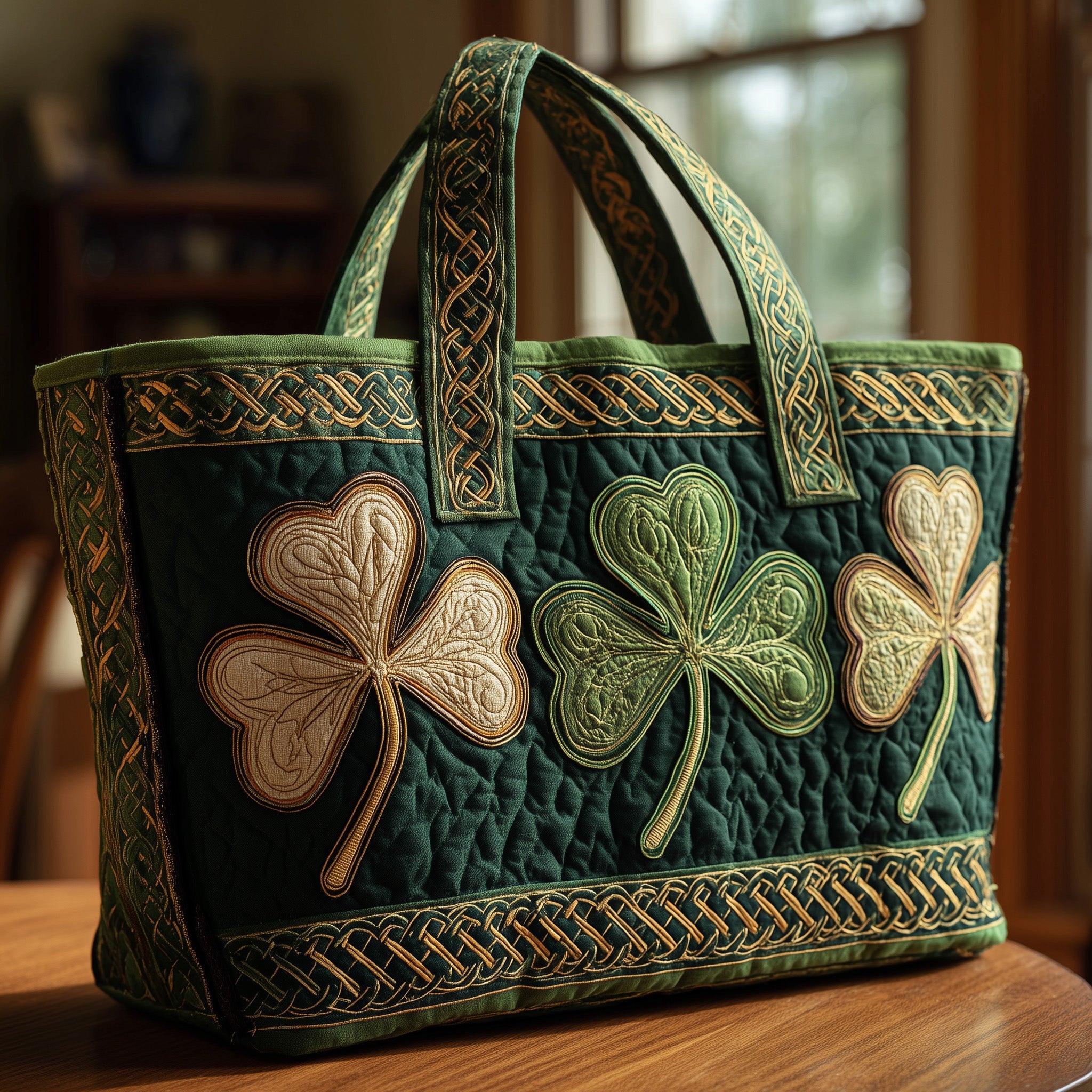 Irish Shamrock Quilted Tote Bag GFTOTP9062-tidenox