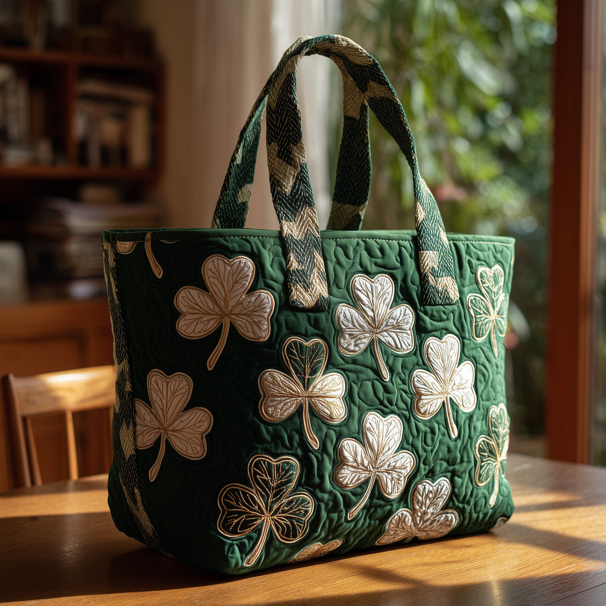 Irish Shamrock Quilted Tote Bag GFTOTP9148-tidenox